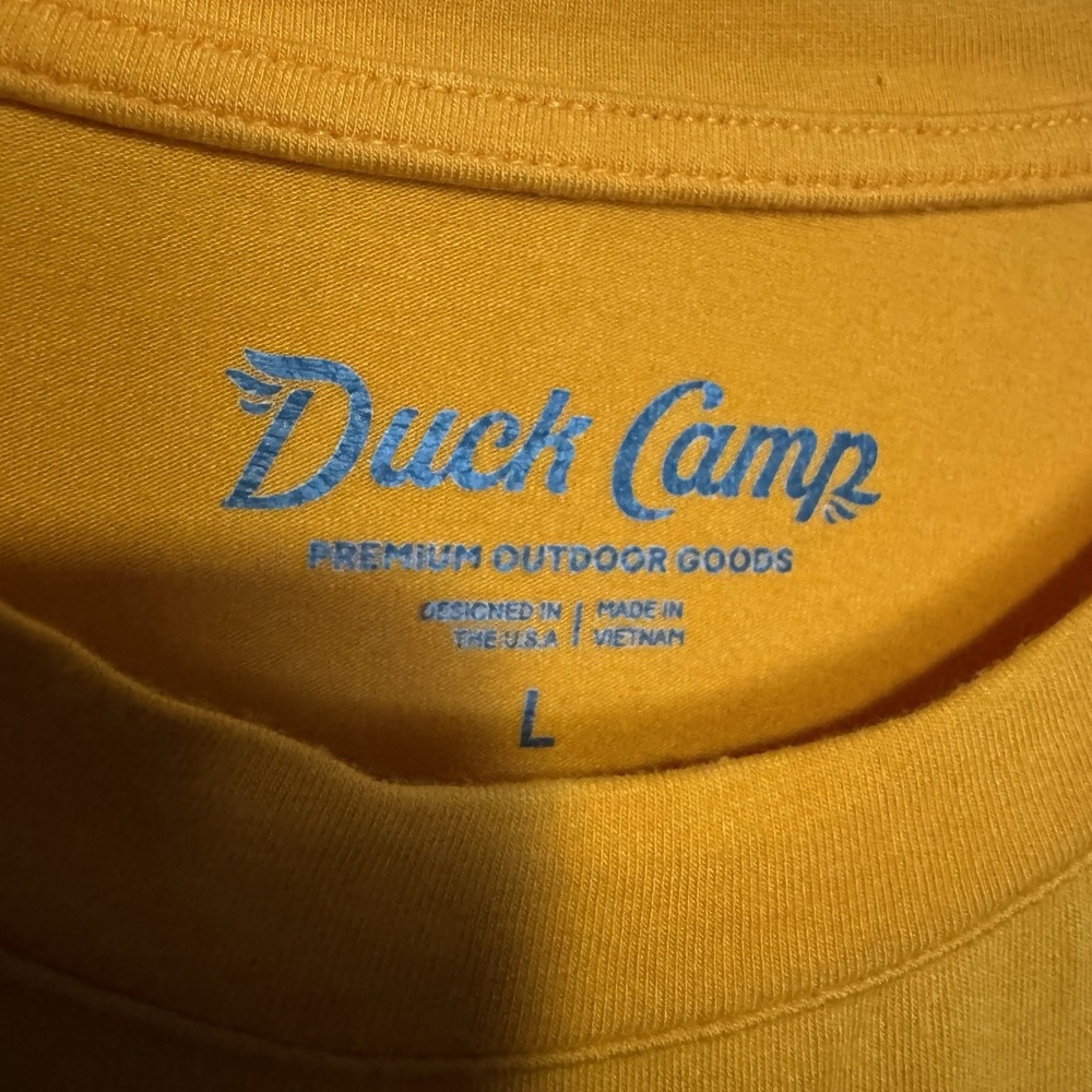 Duck Camp Shirt Mens Large Orange Bamboo Blend Long Sleeve Tee Outdoor Stretch - Picture 4 of 9